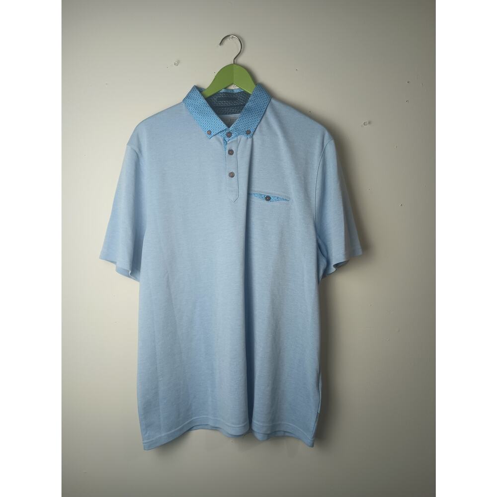 Ted Baker London Blue Polo Shirt Collar Preppy Career Short Sleeve Men's Size 7 - Picture 1 of 6